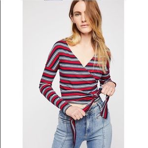 Always with me Free People Large Striped Tie Shirt